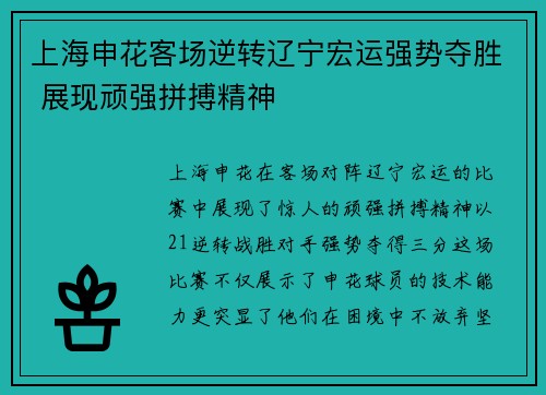 上海申花客场逆转辽宁宏运强势夺胜 展现顽强拼搏精神